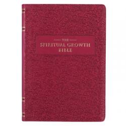  The Spiritual Growth Bible, Study Bible, NLT - New Living Translation Holy Bible, Faux Leather, Berry 