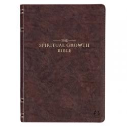  The Spiritual Growth Bible, Study Bible, NLT - New Living Translation Holy Bible, Faux Leather, Walnut Brown 