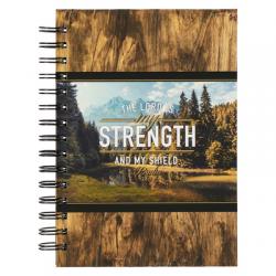  Christian Art Gifts Journal W/Scripture for Women Lord Is My Strength Psalm 28:7 Bible Verse Scenic Woods 192 Ruled Pages, Large Hardcover Notebook, W 