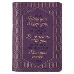 Christian Art Gifts Classic Journal Bless You & Keep You Num. 6:24-26 Inspirational Scripture Notebook, Ribbon Marker, Purple Faux Leather Flexcover, 