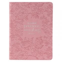  Christian Art Gifts Strawberry Pink Floral Vegan Leather Small Journal Inspirational Scripture Women\'s Notebook More Precious Than Rubies Bible Verse 