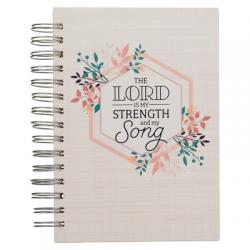  Christian Art Gifts Journal W/Scripture for Women Lord in My Strength & Song Psalm 118:14 Bible Verse Pink 192 Ruled Pages, Large Hardcover Notebook, 