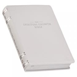  The Spiritual Growth Bible, Study Bible, NLT - New Living Translation Holy Bible, Premium Full Grain Leather, White 