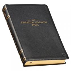  The Spiritual Growth Bible, Study Bible, NLT - New Living Translation Holy Bible, Premium Full Grain Leather, Black 
