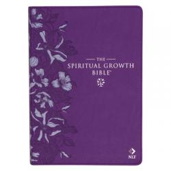  The Spiritual Growth Bible, Study Bible, NLT - New Living Translation Holy Bible, Faux Leather, Purple Debossed Floral 