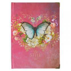  Christian Art Gifts Butterfly Journal W/Scripture Be Still Psalm 46:10 Bible Verse Road/288 Ruled Pages, Large Hardcover Pink Notebook 