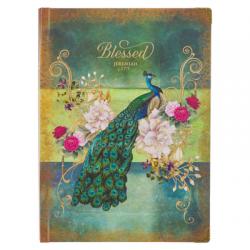  Christian Art Gifts Peacock Journal W/Scripture Blessed Jeremiah 17:7 Bible Verse Road/288 Ruled Pages, Large Hardcover Teal Notebook 