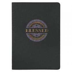  Christian Art Gifts Scripture Journal Blessed Luke 1:45 Bible Verse Inspirational Black Faux Leather Notebook, 336 Ruled Pages, Ribbon 