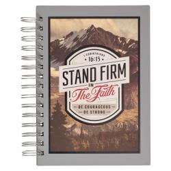  Christian Art Gifts Gray Journal W/Scripture Stand Firm Large Bible Verse Notebook, 192 Ruled Pages, 1 Cor. 16:13 Bible Verse 
