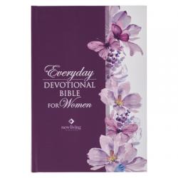  NLT Holy Bible Everyday Devotional Bible for Women New Living Translation, Purple Floral Printed 