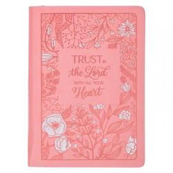  Christian Art Gifts Pink Vegan Leather Zipped Journal, Inspirational Women\'s Notebook Trust in the Lord Scripture, Flexible Cover, 336 Ruled Pages, Ri 