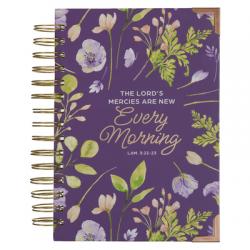  Christian Art Gifts Purple Journal W/Scripture Lord\'s Mercies Large Bible Verse Notebook, 192 Ruled Pages, Lam. 3:22-23 Bible Verse 