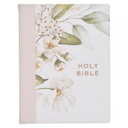  KJV Note-Taking Bible Faux Leather Hc Gray Floral Printed 