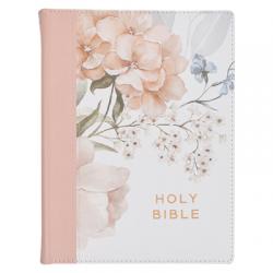  KJV Note-Taking Bible Faux Leather Hc Pink Floral Printed 