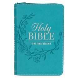  KJV Bible Pocket Faux Leather Teal W/Zipper 