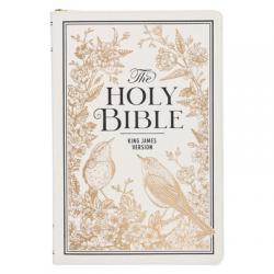  KJV Bible Thinline LP White and Gold W/Zipper 