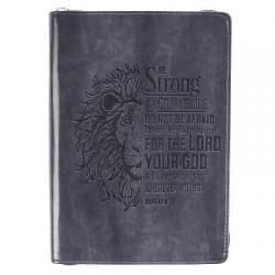 Strong & Courageous Classic Lux-Leather Zip Journal 