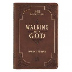  Walking with God Devotional - Brown Faux Leather Daily Devotional for Men & Women 365 Daily Devotions 