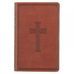  KJV Holy Bible, Giant Print Standard Size Faux Leather Red Letter Edition - Ribbon Marker, King James Version, Brown 
