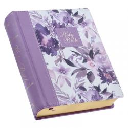  KJV Holy Bible, Note-Taking Bible, Faux Leather Hardcover - King James Version, Purple Floral Printed 