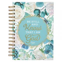  Christian Art Gifts Inspirational Spiral Journal Lined Notebook for Women Be Still and Know Ps. 46:10 Teal 192 Ruled Pages, Large Wire Bound Hardcover 