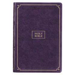  KJV Holy Bible, Giant Print Full-Size Faux Leather Red Letter Edition - Thumb Index & Ribbon Marker, King James Version, Purple Floral 