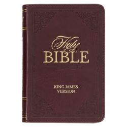  KJV Holy Bible, Mini Pocket Size, Faux Leather Red Letter Edition - Ribbon Marker, King James Version, Burgundy 