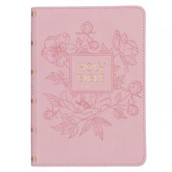  KJV Holy Bible, Compact Large Print Faux Leather Red Letter Edition - Ribbon Marker, King James Version, Pink 