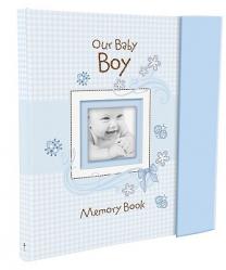  Christian Art Gifts Boy Baby Book of Memories Blue Keepsake Photo Album Our Baby Boy Memory Book Baby Book with Bible Verses, the First Year 