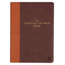 The Spiritual Growth Bible, Study Bible, NLT - New Living Translation Holy Bible, Faux Leather, Chocolate Brown/Ginger 