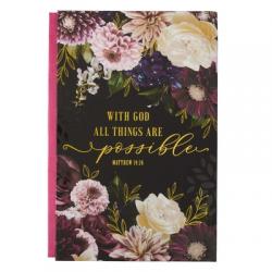  Large Hardcover Journal with God All Things Are Possible, Quarter Bound, Linen Spine 