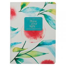  Heartfelt Journal Shine Your Light Orange Blossoms, W/Ribbon 240 Lined Pages, Handy-Sized Flexcover Faux Leather, 7.2 X 5.4 