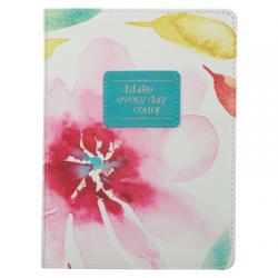  Heartfelt Journal Make Every Day Count Pink Daisies, W/Ribbon 240 Lined Pages, Handy-Sized Flexcover Faux Leather, 7.2 X 5.4 