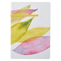  Heartfelt Journal Courage Dear Heart Citrus Leaves, Elastic Closure, 256 Lined Pages 