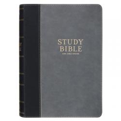  KJV Study Bible Faux Leather, Two-Tone Gray and Black 