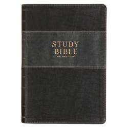  KJV Study Bible Large Print (Faux Leather, Two-Tone Black and Gray) 