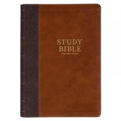  KJV Study Bible Large Print (Faux Leather, Two-Tone Brown) 