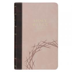  KJV Bible Giant Print (Brown Crown of Thorns, Pink) 