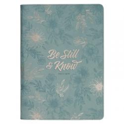  Christian Art Gifts Classic Journal Be Still & Know Psalm 46:10 Bible Verse, Inspirational Scripture Notebook, Ribbon Marker, Teal Vegan Leather Flexc 