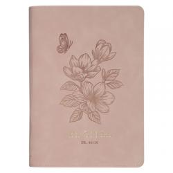  Christian Art Gifts Inspirational Zippered Journal, Be Still Wide Ruled Notebook, Psalm 46:10 Bible Verse, Pink Vegan Leather, 336 Lined Pages W/Scrip 