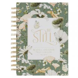  Christian Art Gifts Inspirational Journal, Be Still Wide Ruled Notebook, Psalm 46:10 Bible Verse, Green, 192 Lined Pages W/Scripture, (8.4\" X 6.4\" X 1 