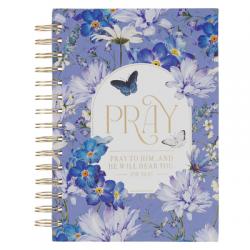  Christian Art Gifts Inspirational Journal, Pray to Him Wide Ruled Notebook, Job 22:27 Bible Verse, Blue, 192 Lined Pages W/Scripture, (8.4\" X 6.4\" X 1 
