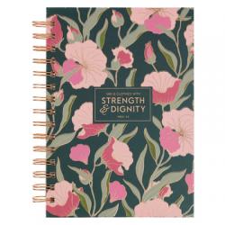  Christian Art Gifts Inspirational Journal, Strength & Dignity Wide Ruled Notebook, Proverbs 3:5 Bible Verse, Green, 192 Lined Pages W/Scripture, (8.4\" 