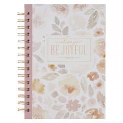  Christian Art Gifts Inspirational Journal, Be Joyful Wide Ruled Notebook, 1 Thess. 5:16 Bible Verse, Dusty Mauve, 192 Lined Pages W/Scripture, (8.4\" X 