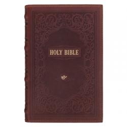  KJV Bible Giant Print Standard-Size (Full-Grain Leather, Dark Brown) 