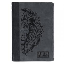  Journal Hardcover Two-Tone Black Gray Be Strong & Courageous Josh. 1:9 