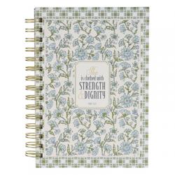 Journal Spiral Blue Floral Strength and Dignity Prov. 31:25 