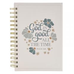  Journal Spiral Cream Floral God Is Good Ps. 34:8 