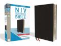  NIV, Thinline Bible, Large Print, Bonded Leather, Black, Indexed, Red Letter Edition 