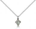  4-Way Catholic Medal Pendant Sterling Silver Blue 3/8 inch 